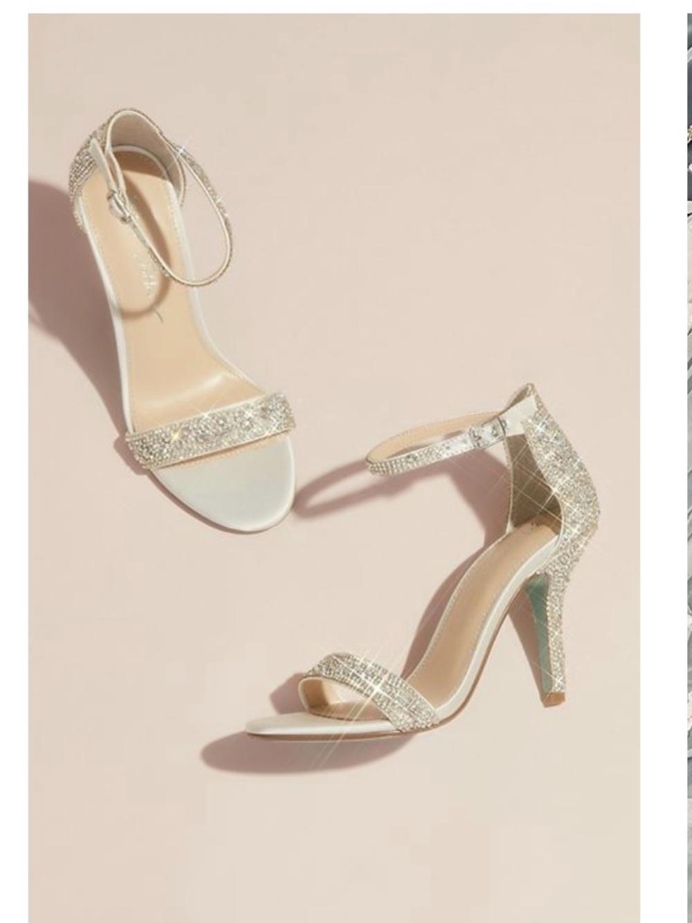 Betsey Johnson Silver Crystal Ankle-Strap Heels